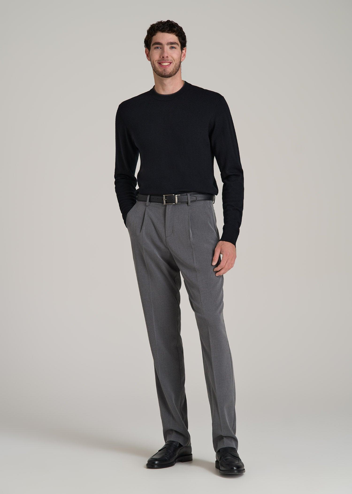 Tall Men's Relaxed Pleated Trouser in Charcoal Mix Product Image