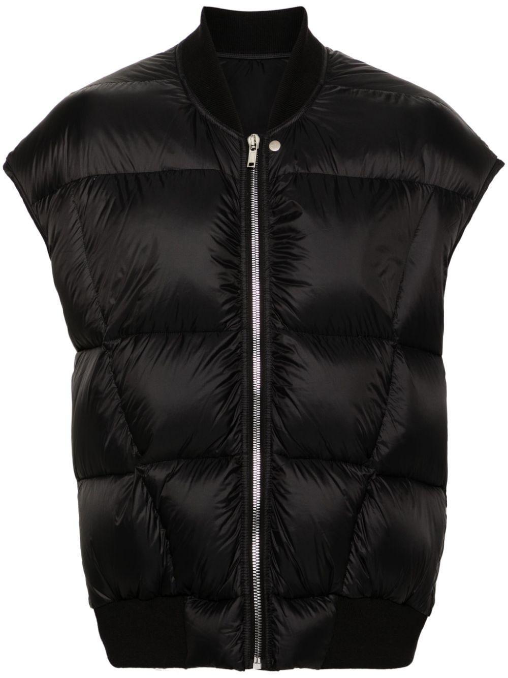 RICK OWENS Zip-up Puffer Gilet In Black Product Image