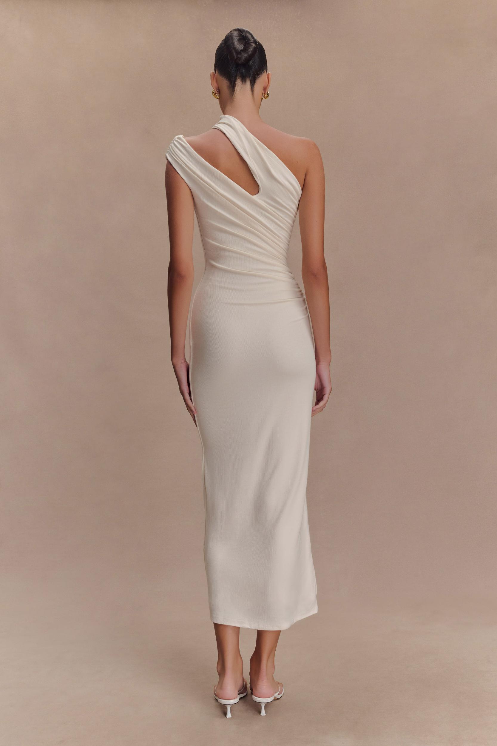 Anastasia One Shoulder Modal Midi Dress - Ivory Product Image