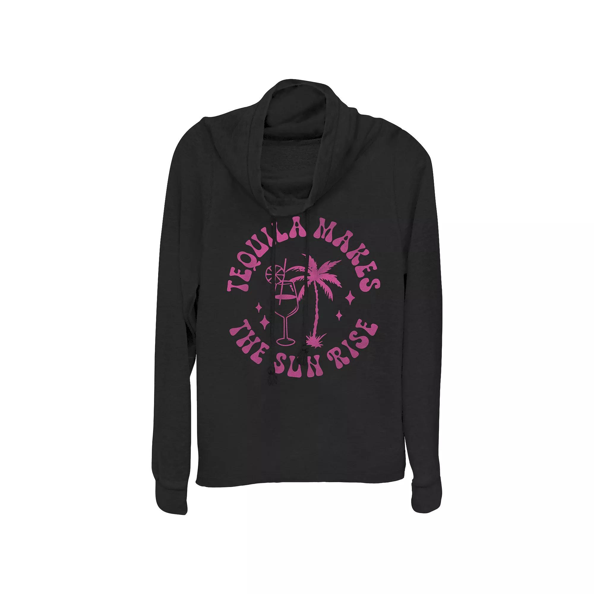 Women's Tequila Makes The Sunrise Cowlneck Graphic Lightweight Long Sleeve,  Product Image