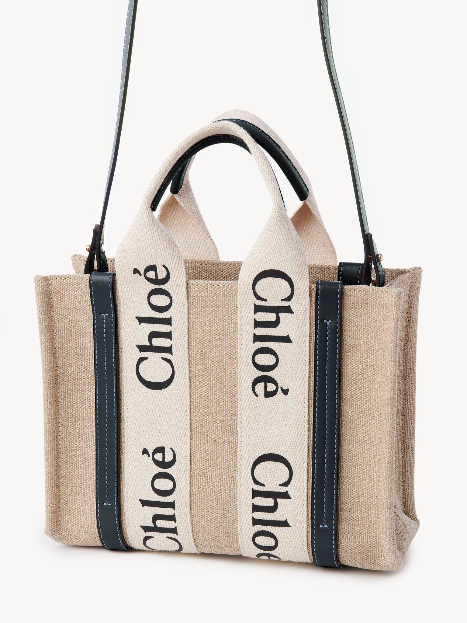 Small Woody tote bag in linen Product Image