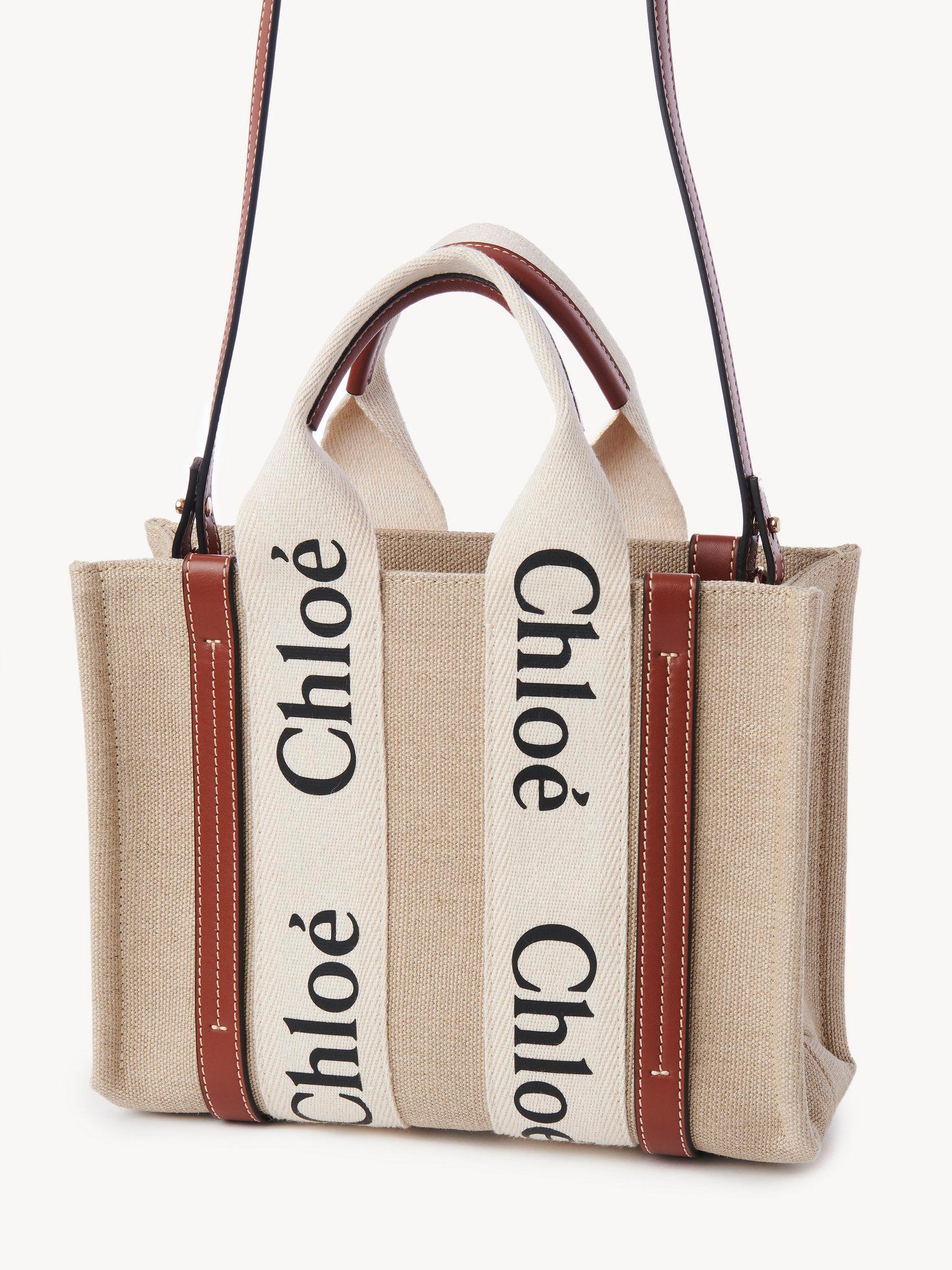 Small Woody tote bag in linen Product Image