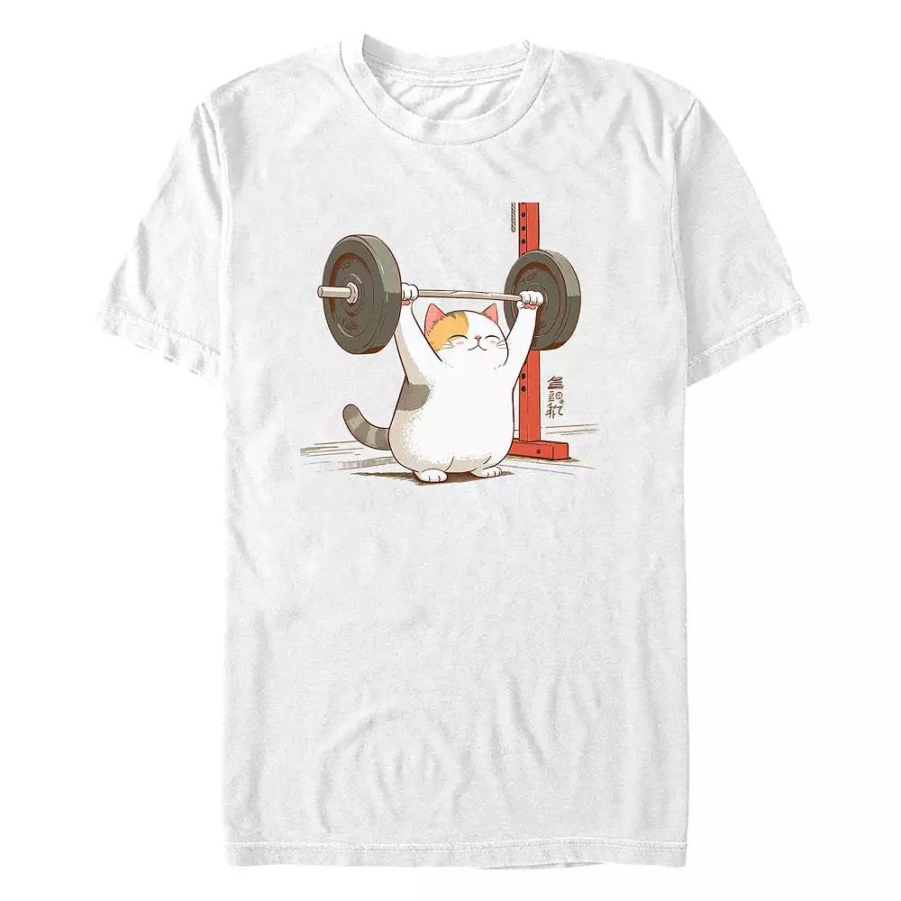 Big & Tall Fitness Kitty Graphic Tee, Men's, Size: 4XL Tall, White Product Image