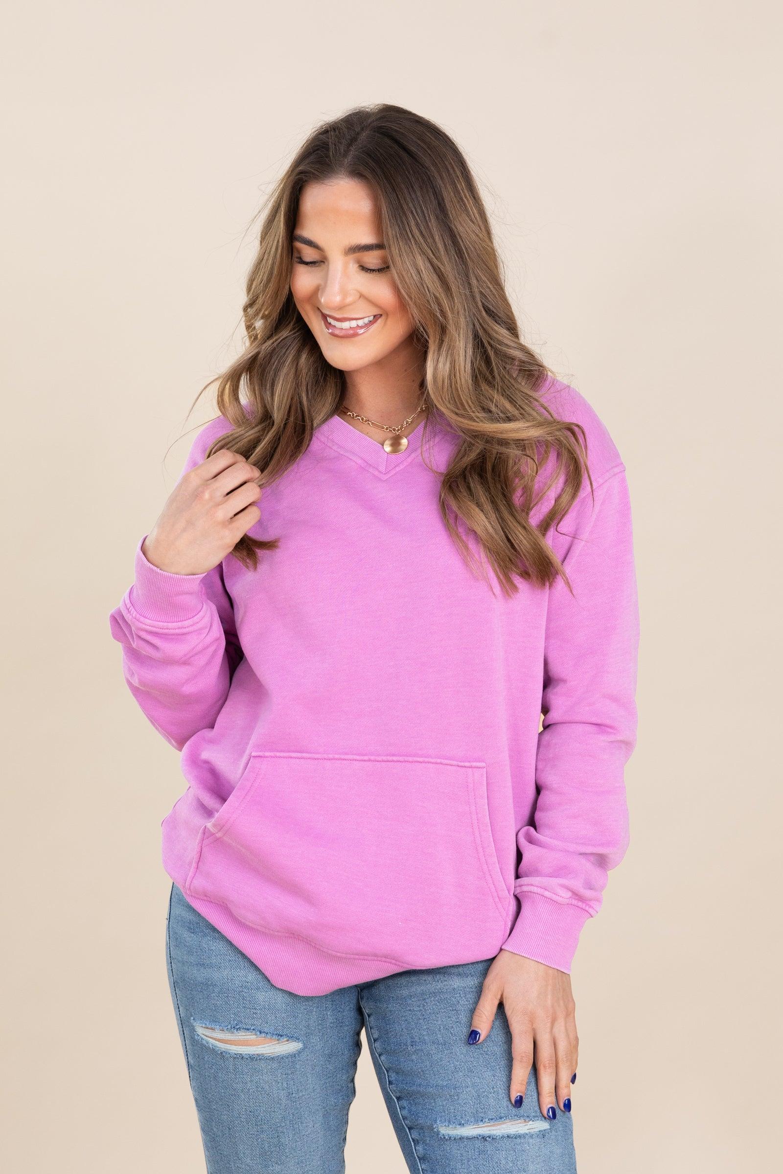 Pigment Dyed Cozy Campfire V-Neck Sweatshirt Product Image