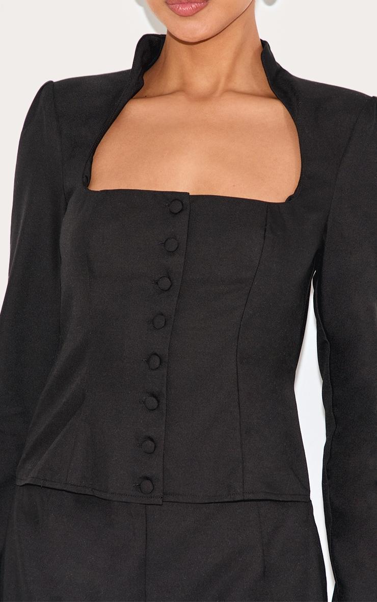  Black Woven Scoop Neck Button Detail Romper Product Image