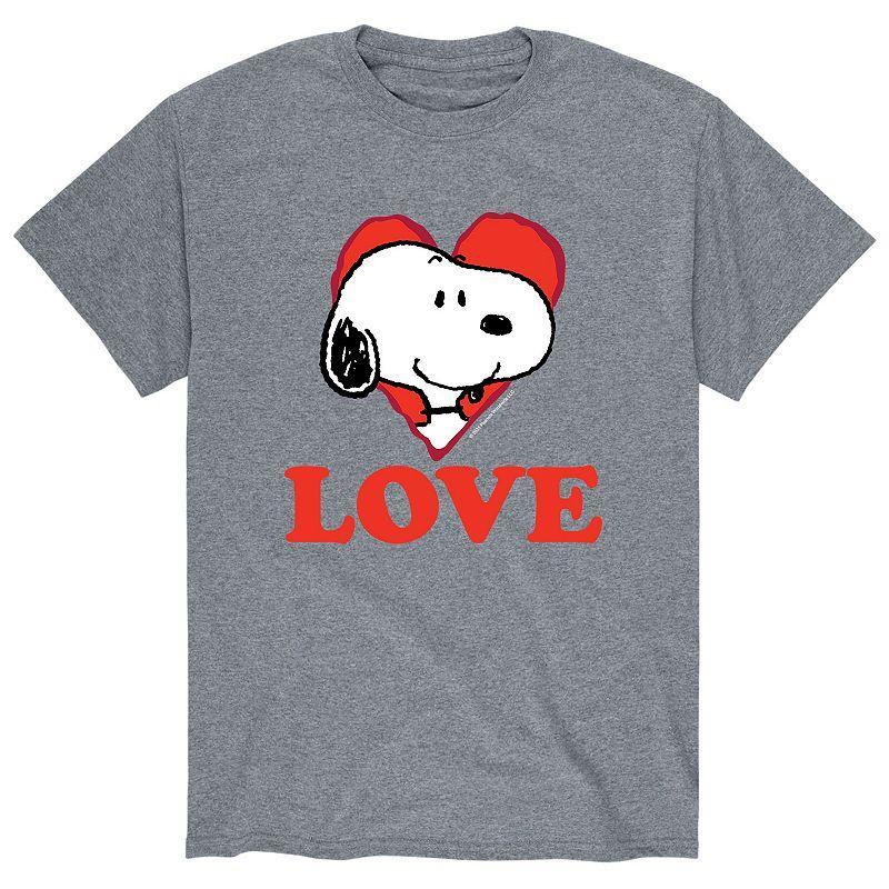 Men's Peanuts I Love Snoopy Tee, Size: XXL, Gray Product Image