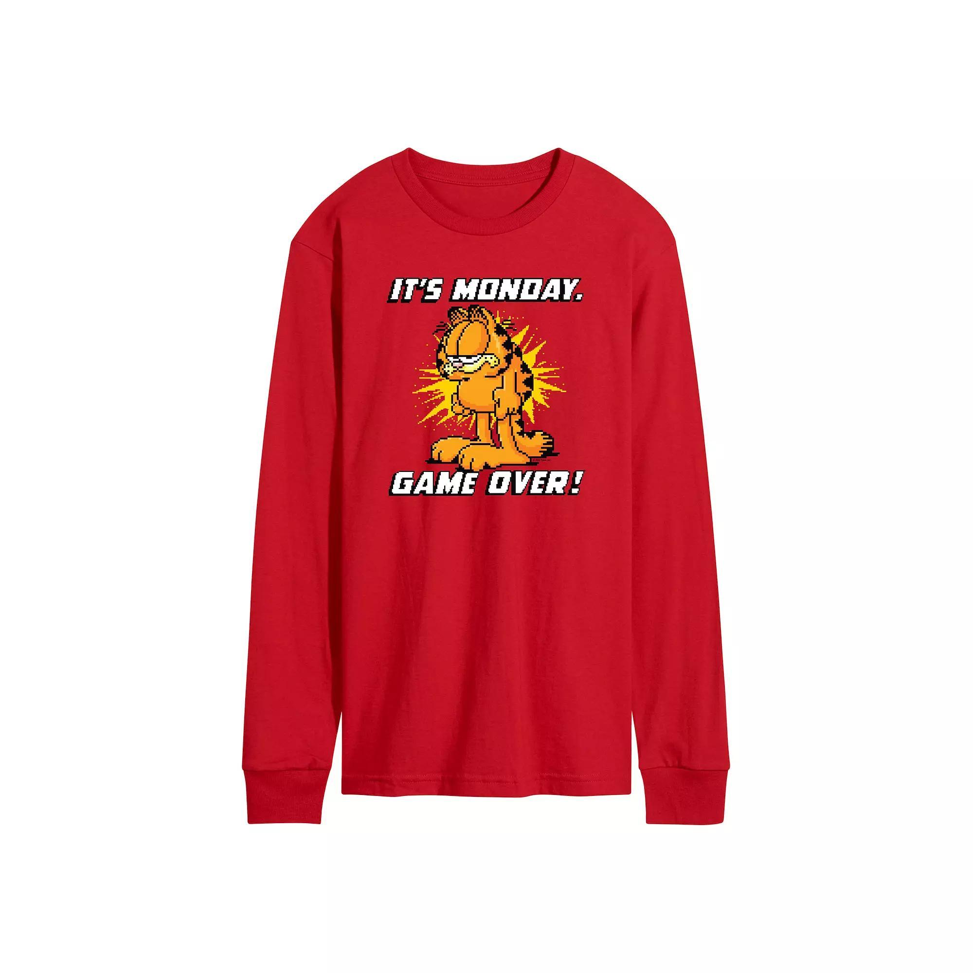 Men's Garfield Coffee Long Sleeve Graphic Tee,  Product Image