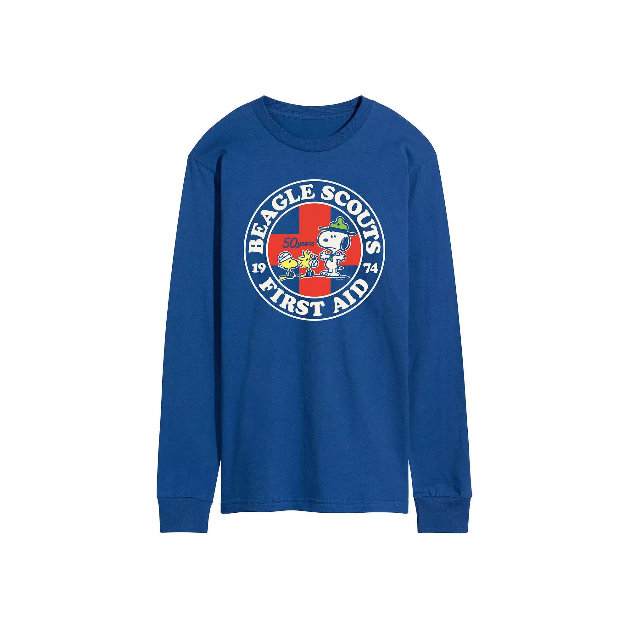 Men's Peanuts Beagle Scout First Aid Long Sleeve Graphic Tee,  Product Image