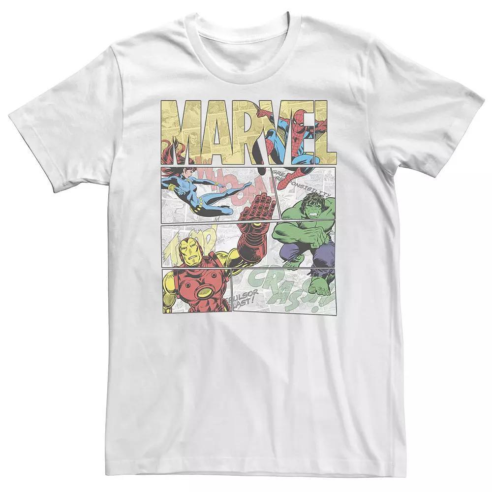 Big & Tall Marvel Retro Avengers Comic Panel Build-Up Tee, Men's,  Product Image