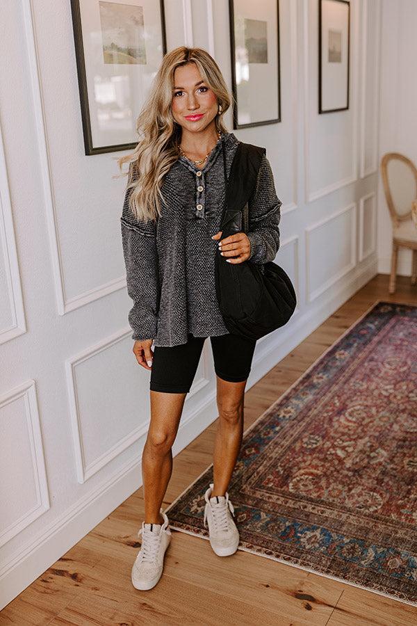 Bonfire Cozy Knit Hoodie in Black Product Image