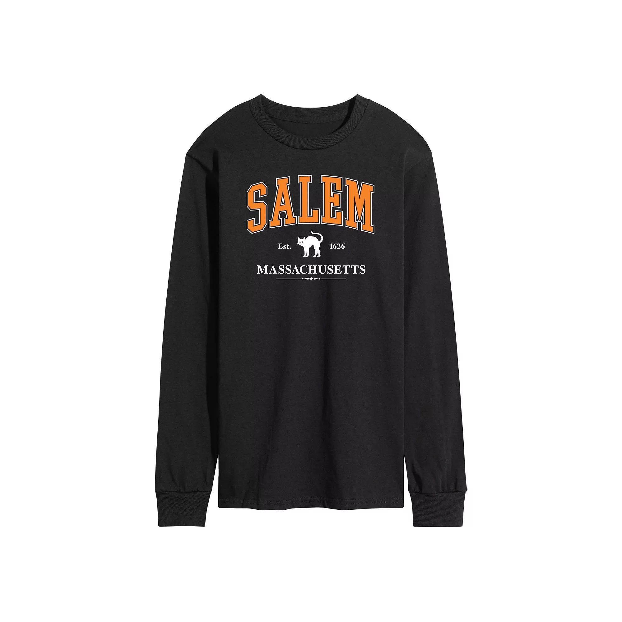 Men's Collegiate Salem Massachusetts Long Sleeve Graphic Tee, Size: Medium, Black Product Image