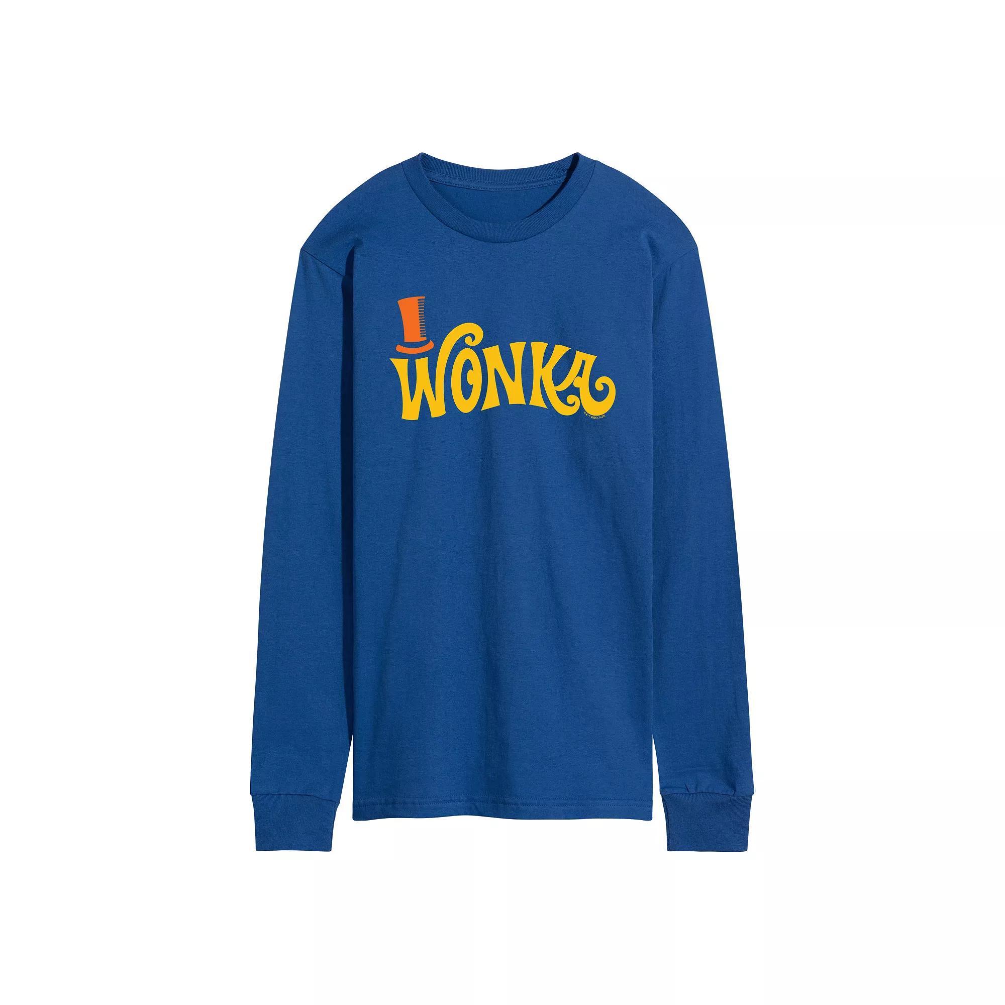 Men's Willy Wonka Retro Logo Long Sleeve Graphic Tee,  Product Image
