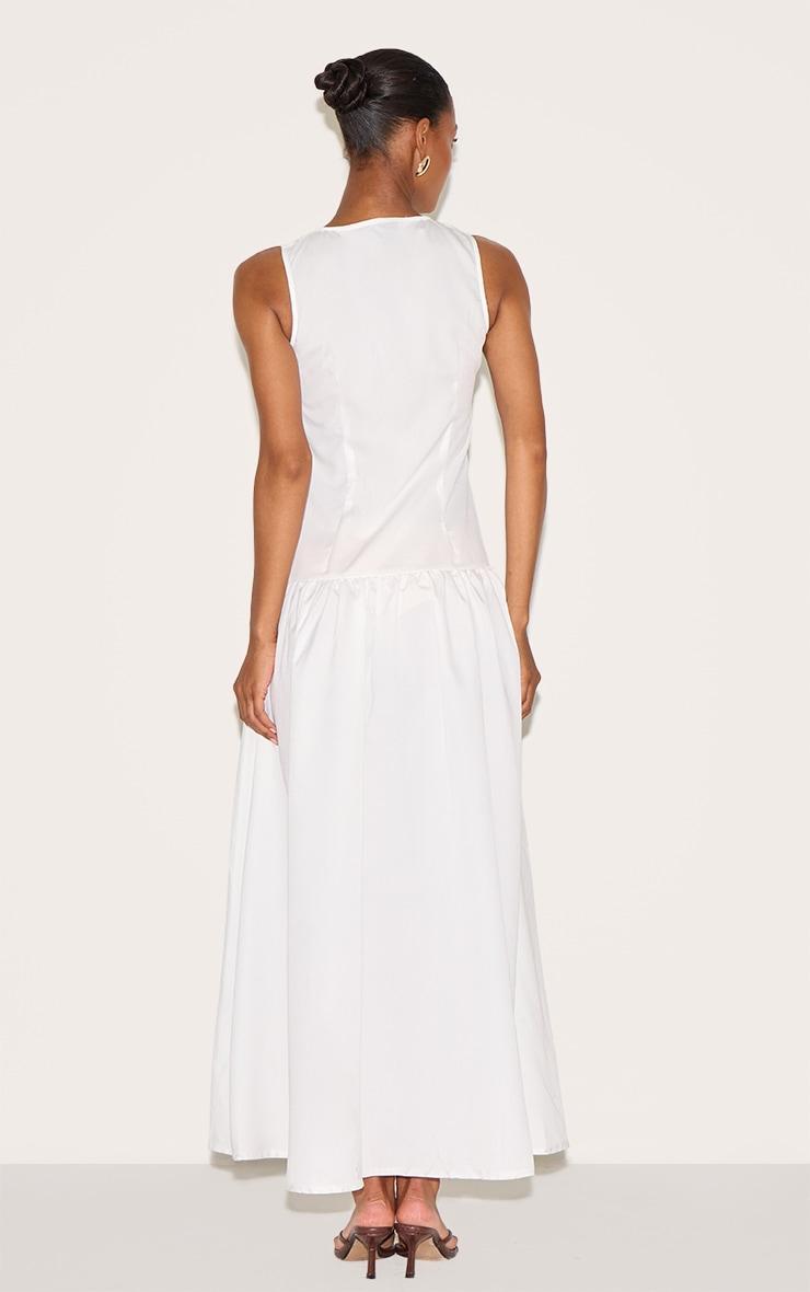 White Button Down Drop Waist Maxi Dress Product Image