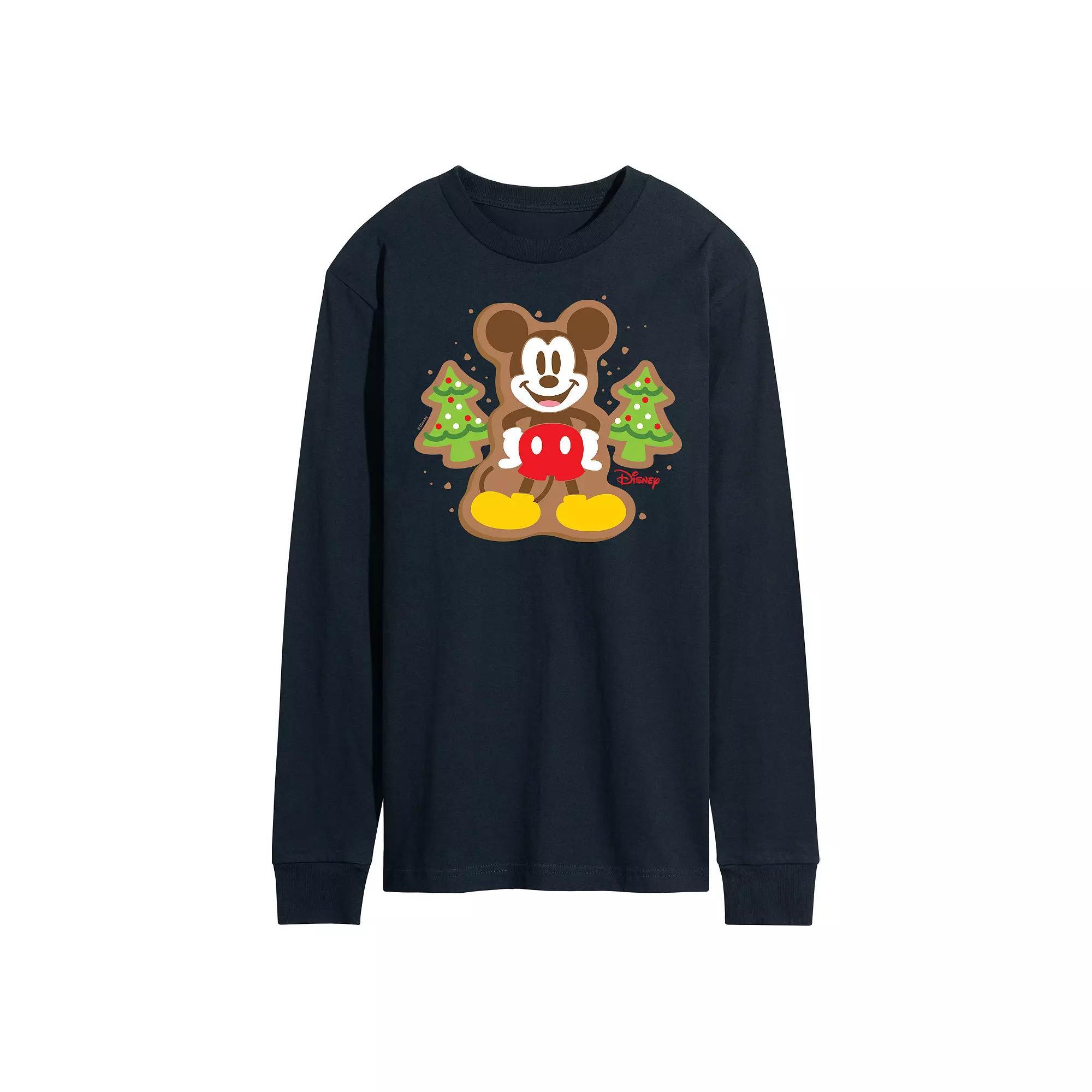 Disney's Mickey Mouse Men's Cookie Long Sleeve Graphic Tee, Size: XL, Blue Product Image