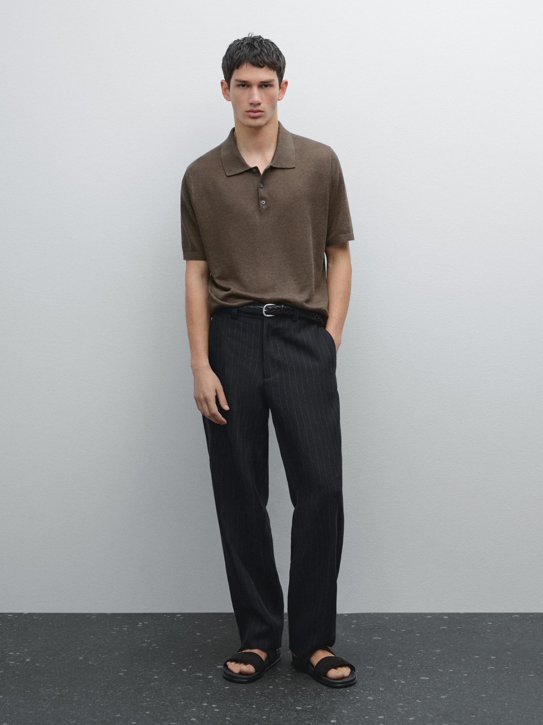 Short sleeve linen polo sweater Product Image