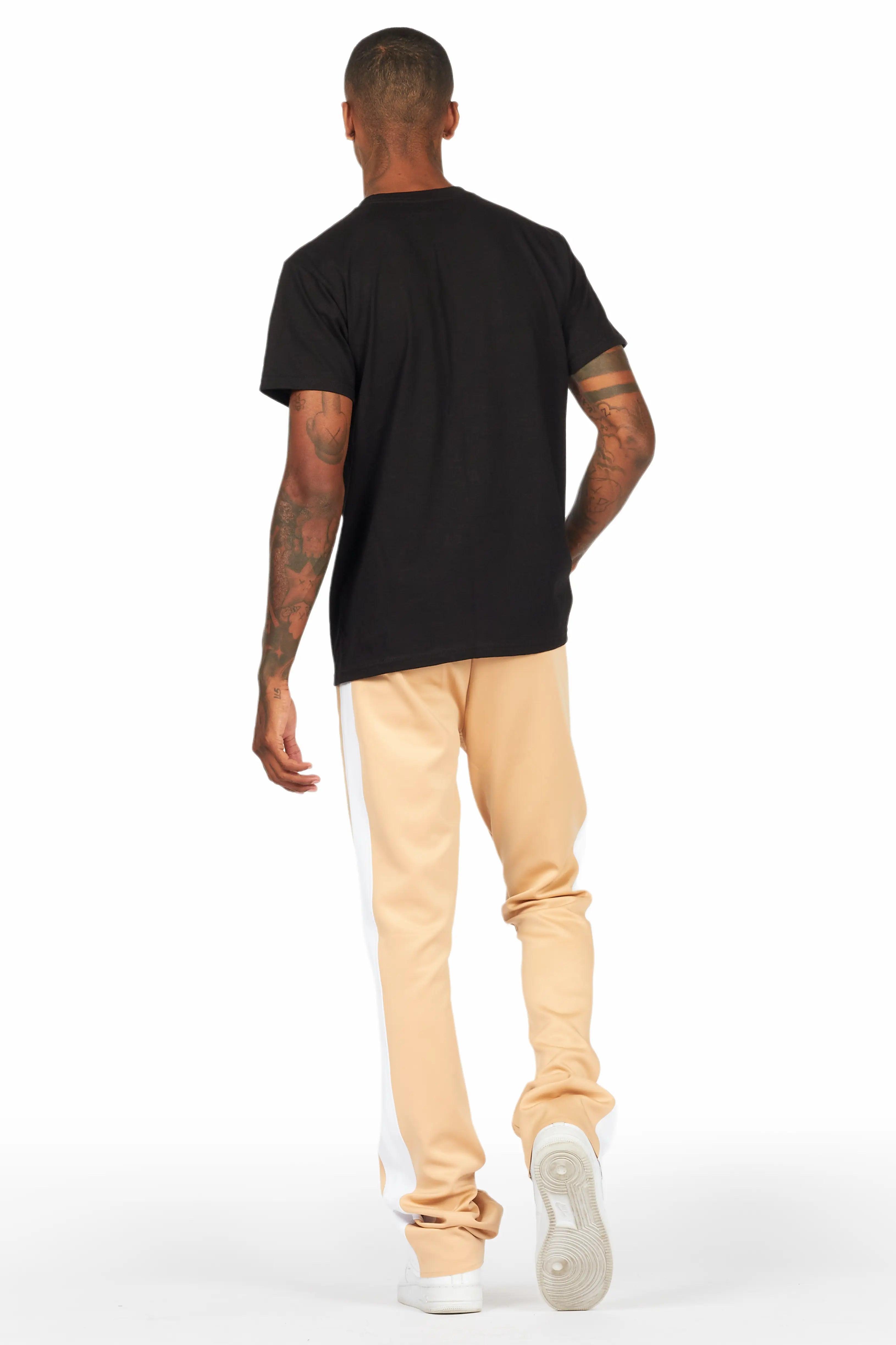 Dash Black/Beige T-Shirt/Stacked Flare Track Set Male Product Image