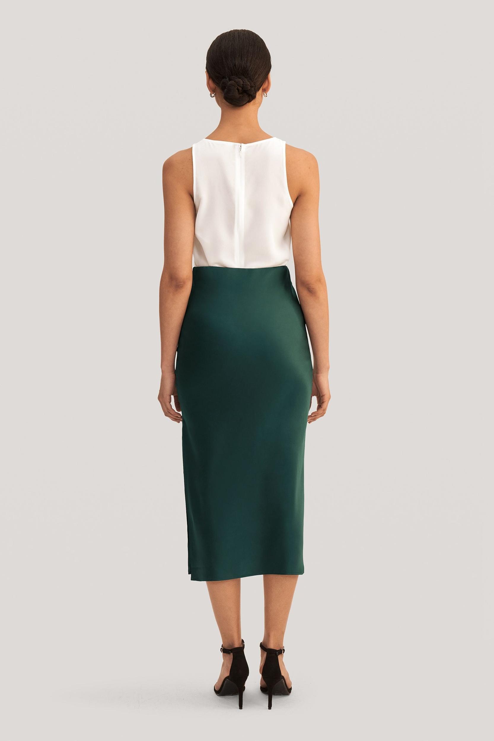 Flattering Side Slit Silk Midi Skirt Product Image