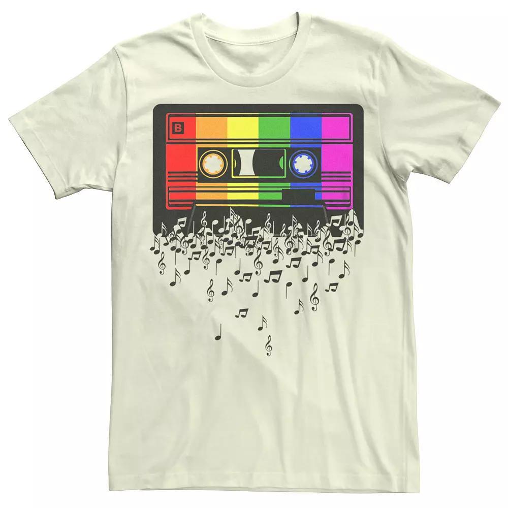 Men's Pride Rainbow Flag Music Note Cassette Graphic Tee, Size: XL, Natural Product Image