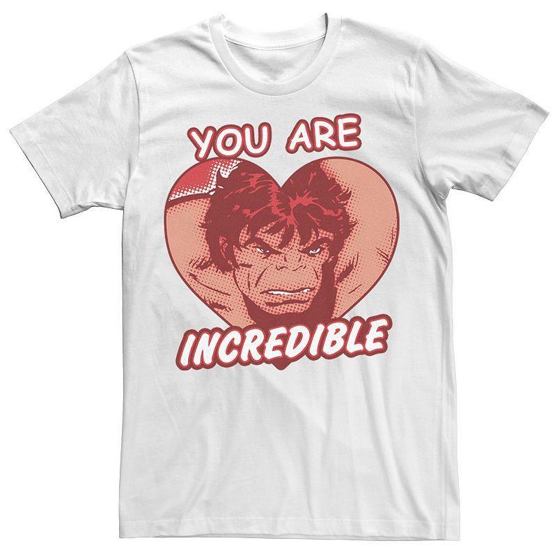 Big & Tall Marvel Hulk Invincible Heart Valentines Day Comic Tee, Men's, Size: LT, White Product Image