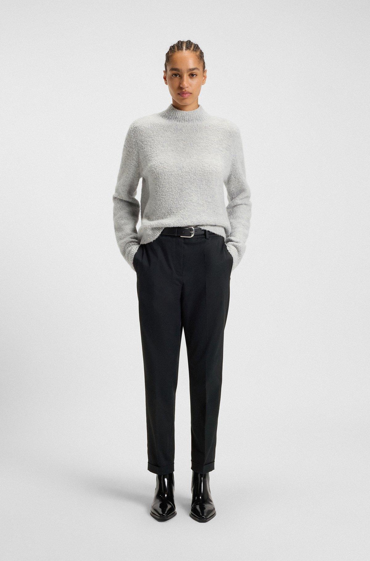 Regular-fit wide-leg trousers in soft flannel Product Image