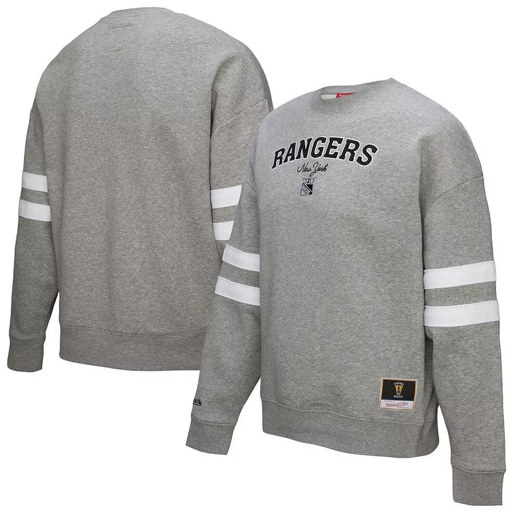 Women's Mitchell & Ness Heather Gray New York Rangers Logo Lightweight Pullover Sweatshirt, Size: Medium, Ran Grey Product Image