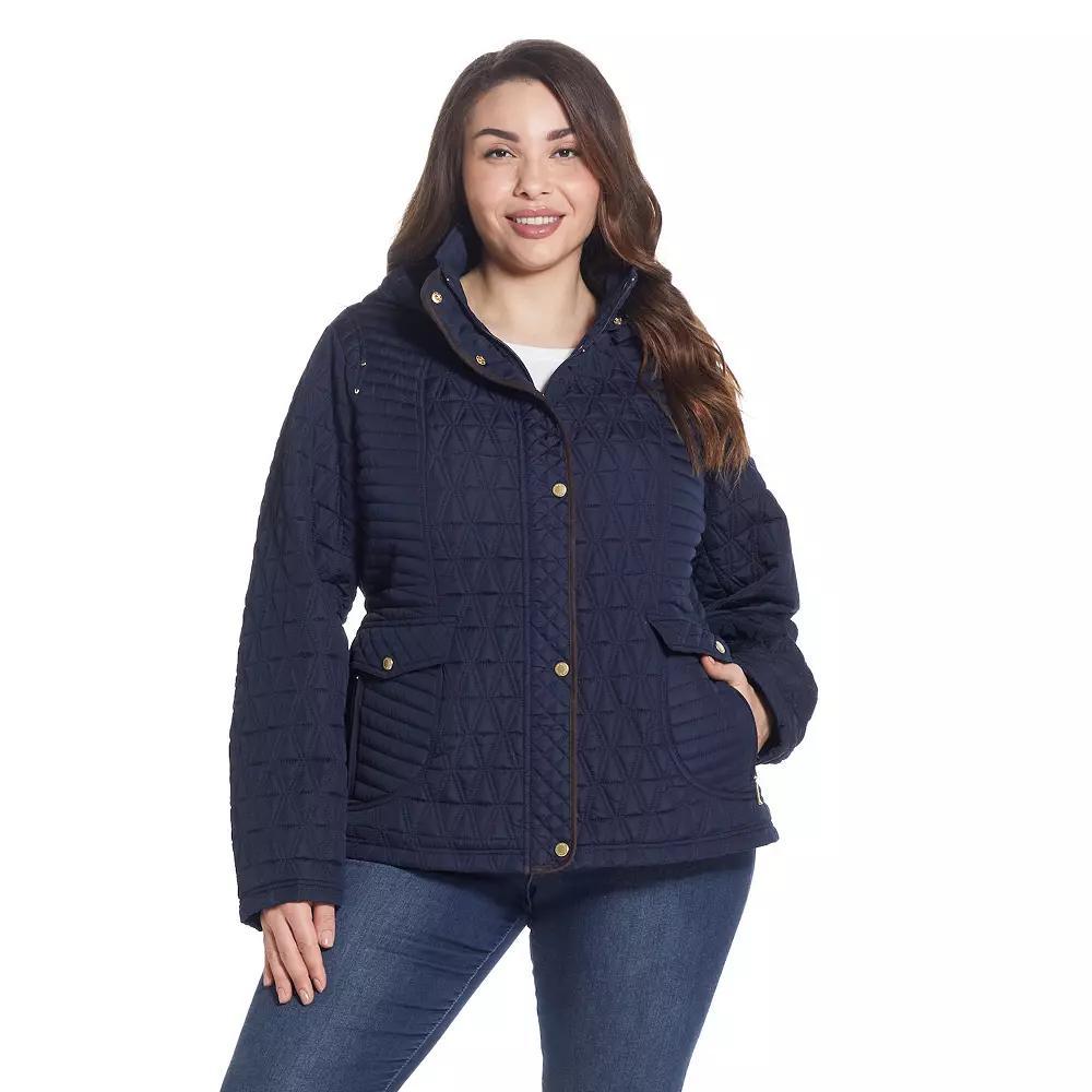 Plus Size Weathercast Faux-Suede Trim Quilted Jacket, Women's, Size: 2XL, Blue Product Image