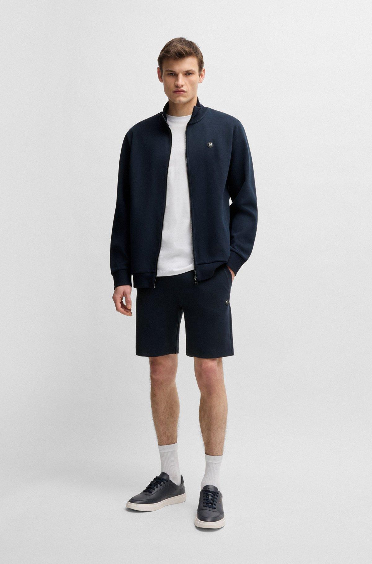 BOSS - Shorts with metallic Double B monogram - Dark Blue Product Image