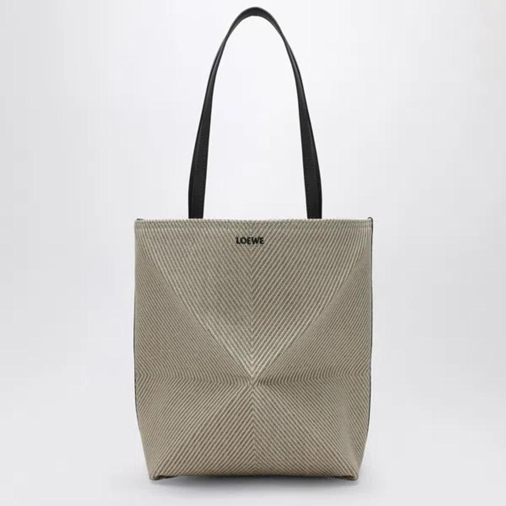 LOEWE Puzzle Fold Écru Cotton Jacquard Bag In Brown Product Image