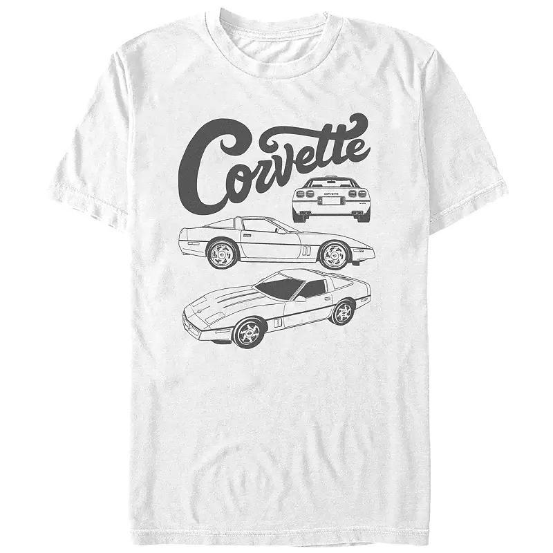 Men's Corvette Poster Graphic Tee, Size: XL, White Product Image