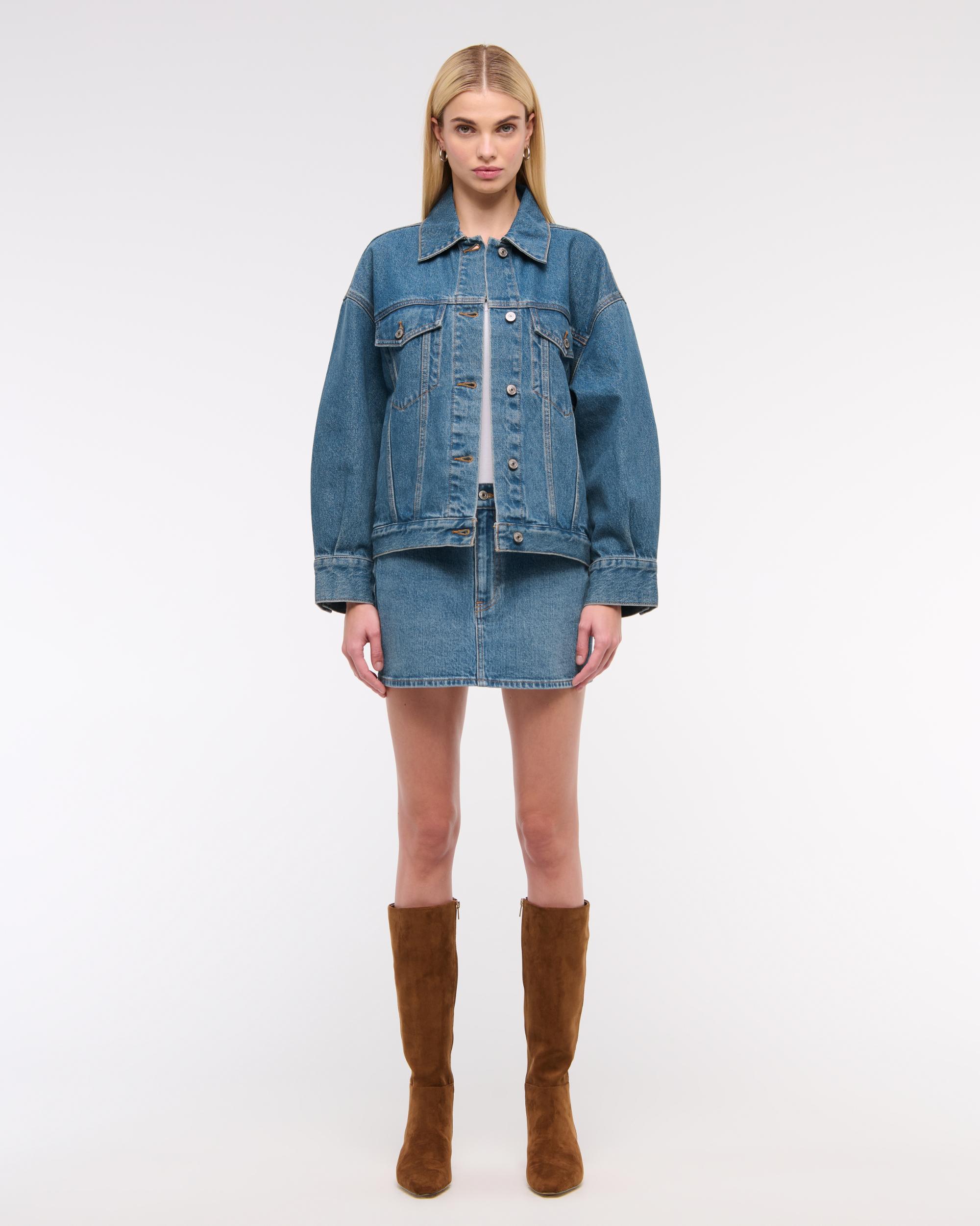 Oversized Distressed Denim Trucker Jacket Product Image