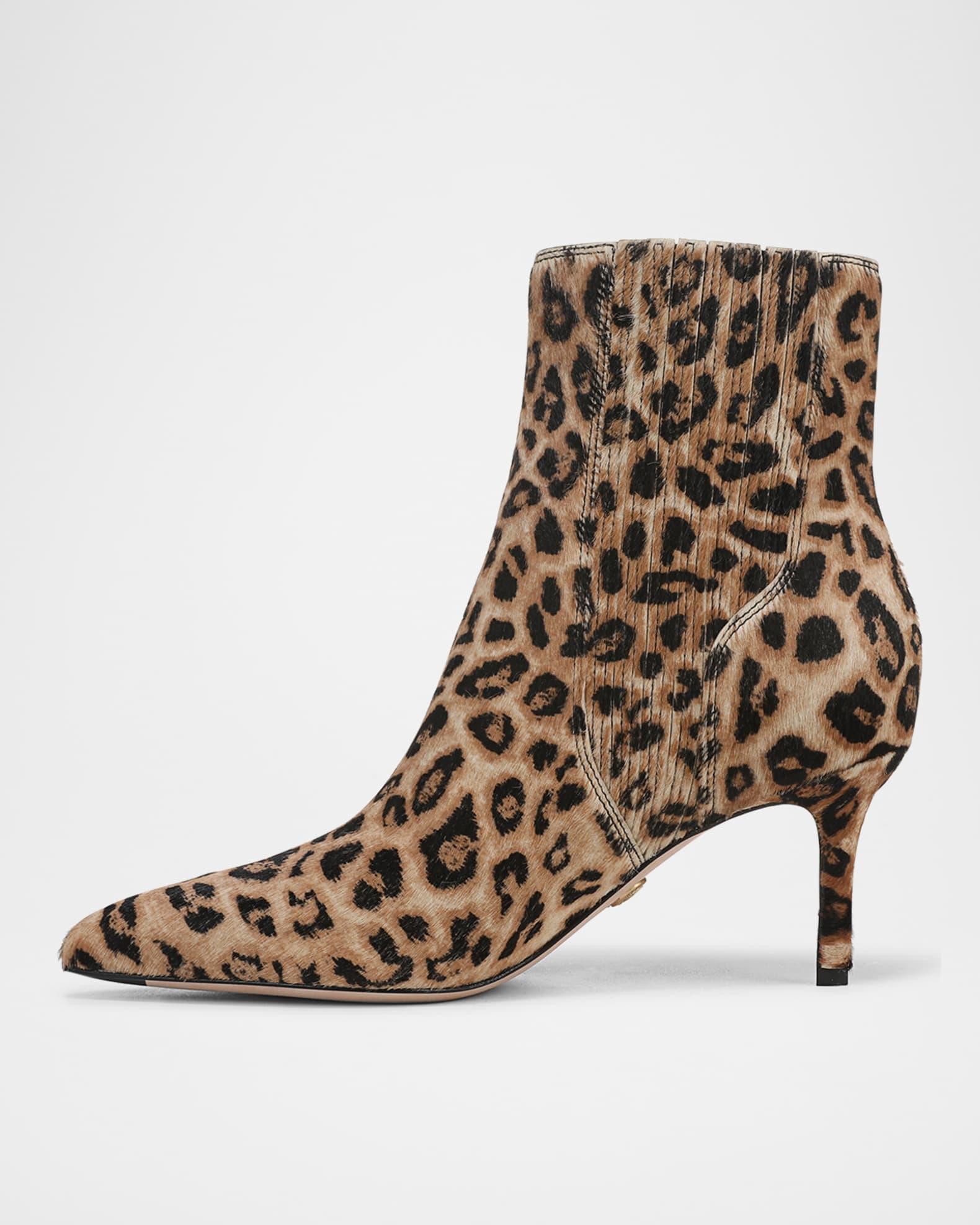 Leopard-Print Pony Hair Chelsea Ankle Booties Product Image