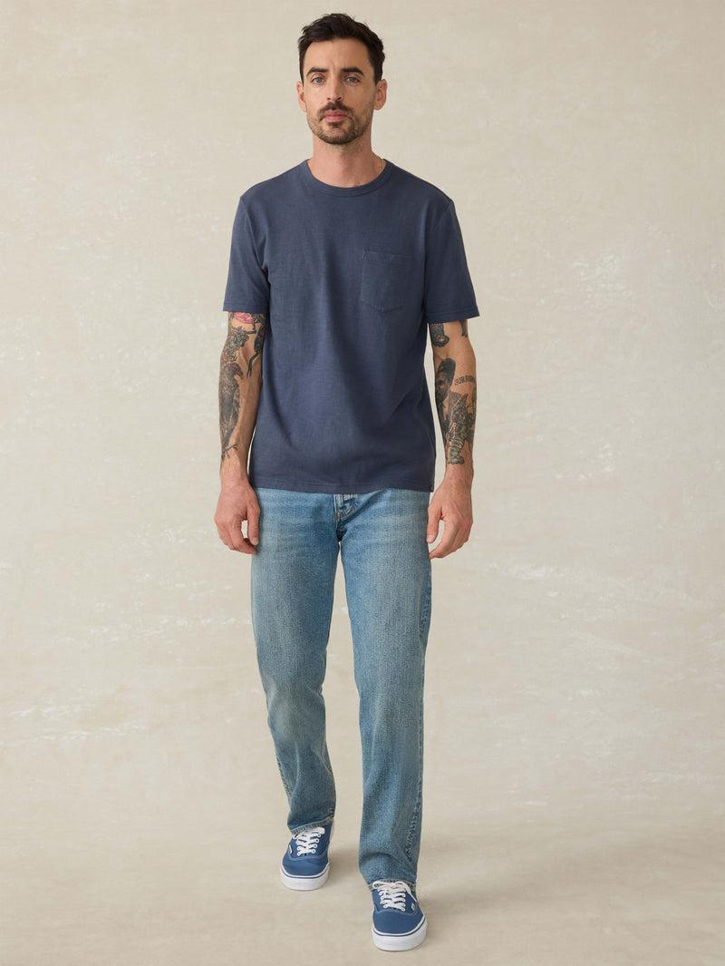 Sunwashed Regenerative Cotton Pocket Tee - Dune Navy Product Image