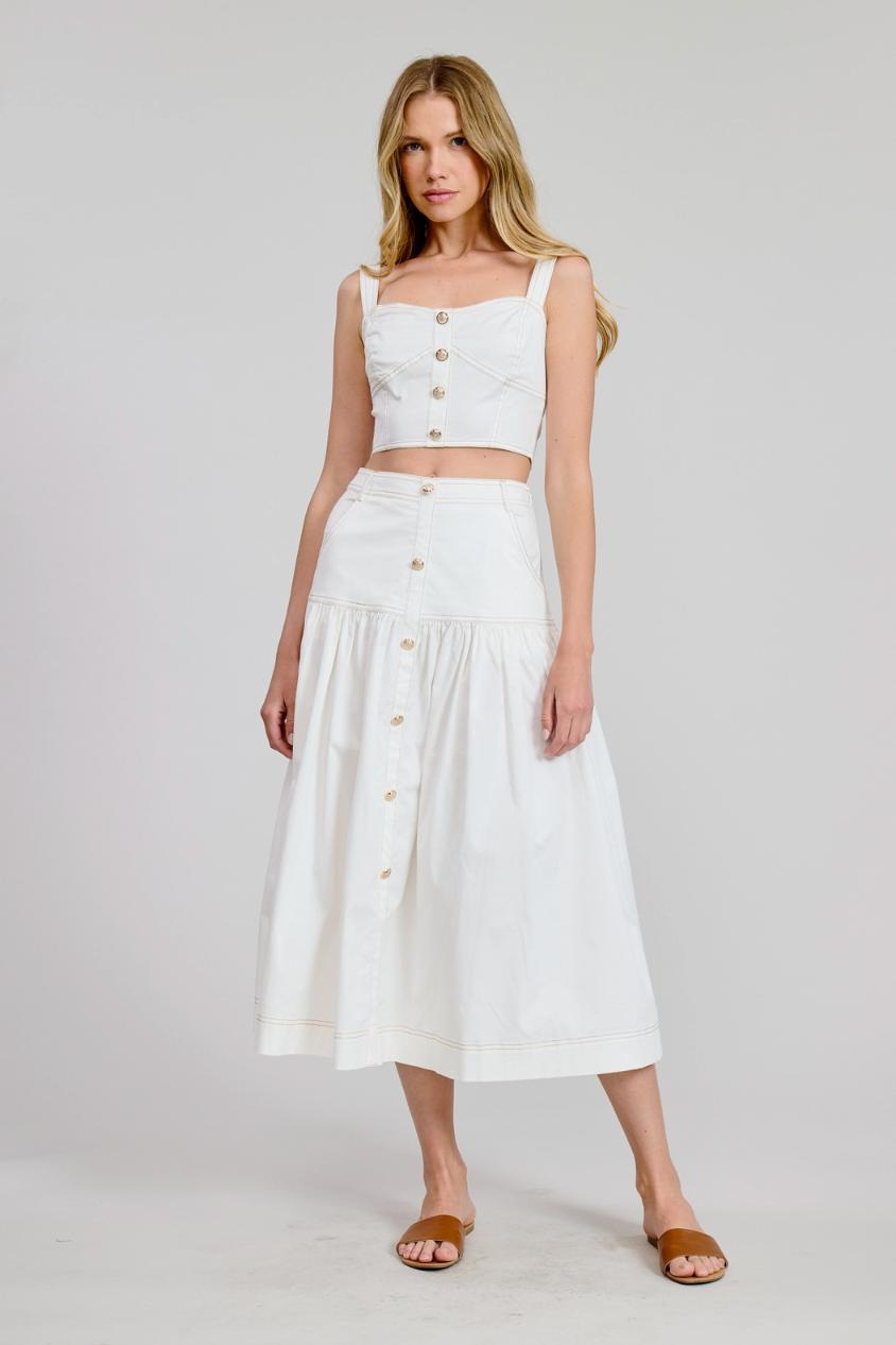 Button Detail Midi Skirt Product Image