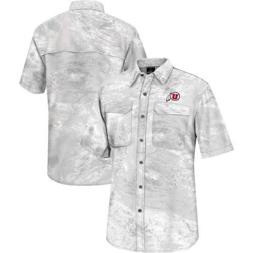 Mens Colosseum White Utah Utes Realtree Aspect Charter Full-Button Fishing Shirt Product Image