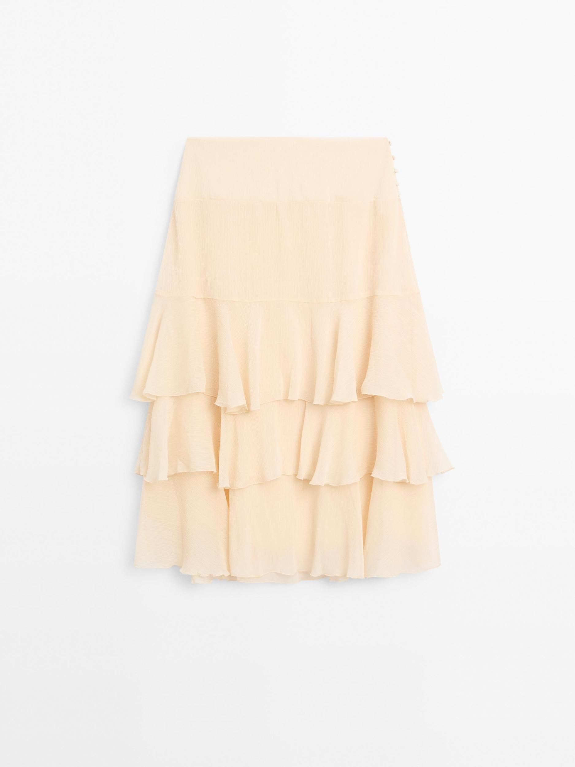 Long ruffled skirt with sash Product Image