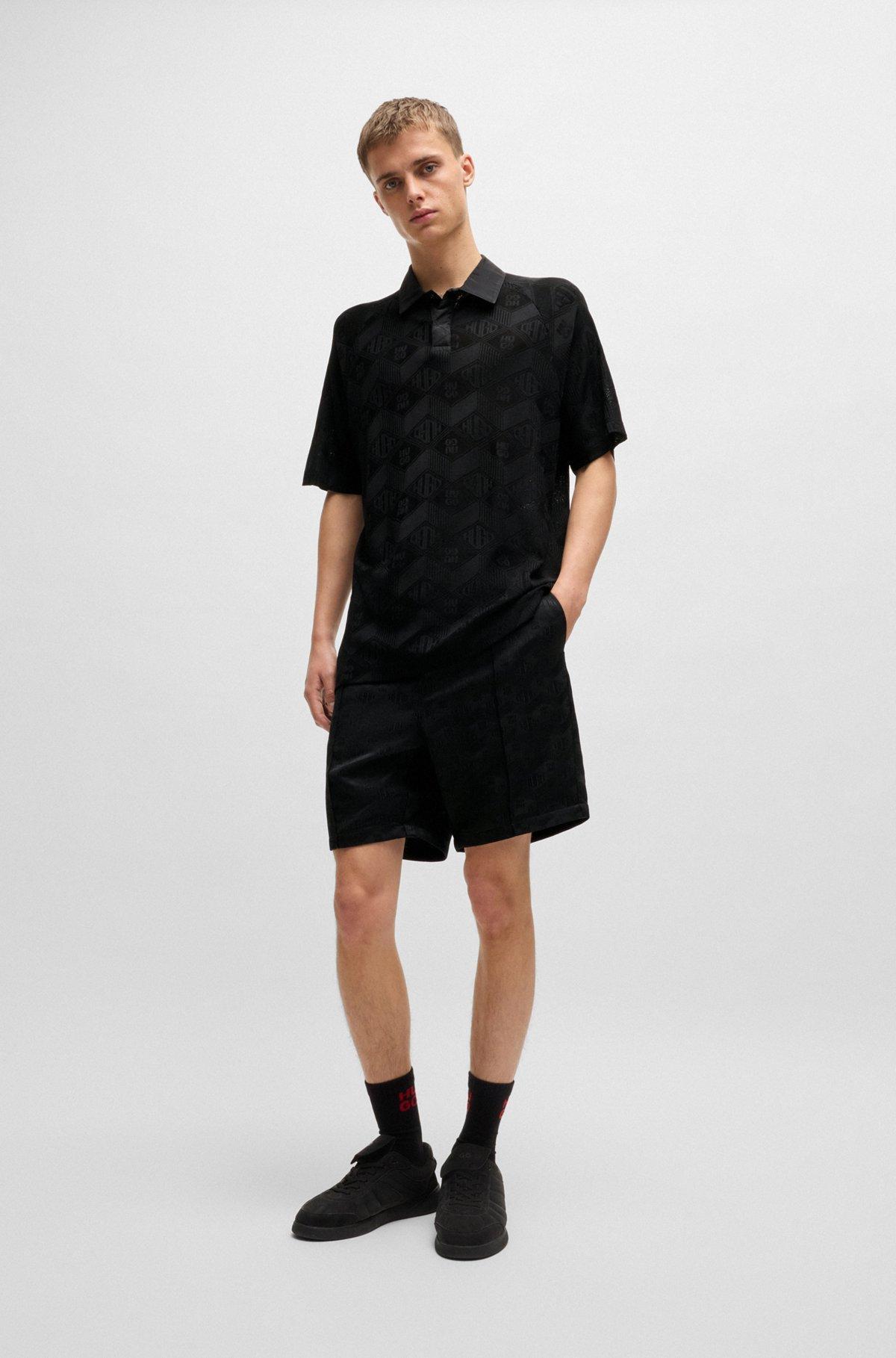 Logo-pattern polo shirt with contrast placket Product Image