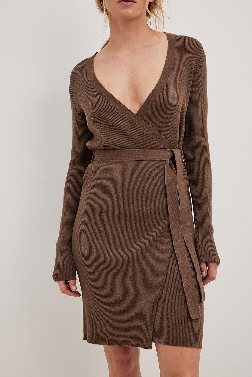 Knitted Wrap Midi Dress Product Image