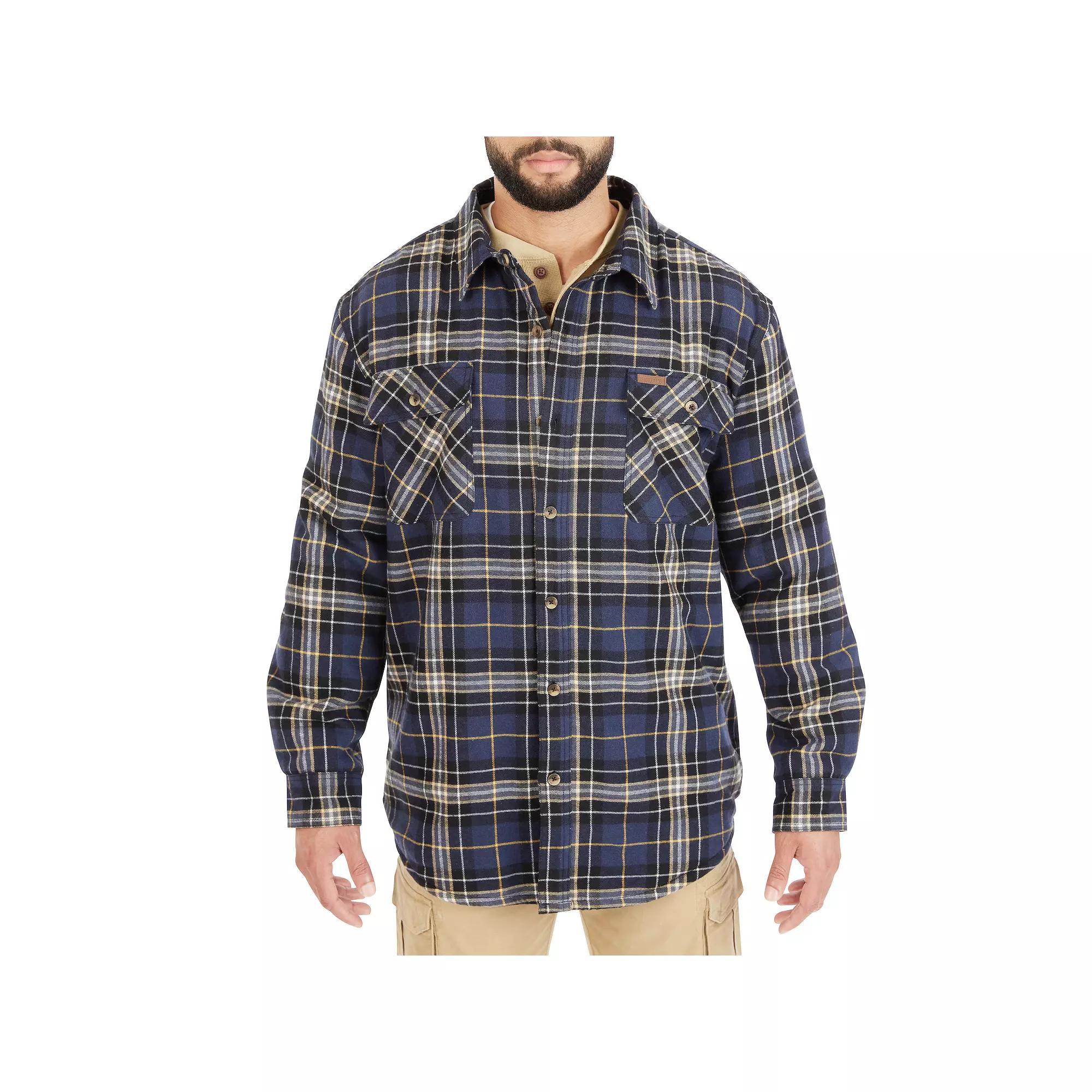 Men's Smith's Workwear Plaid Sherpa-Lined Cotton Flannel Shirt Jacket,  Product Image