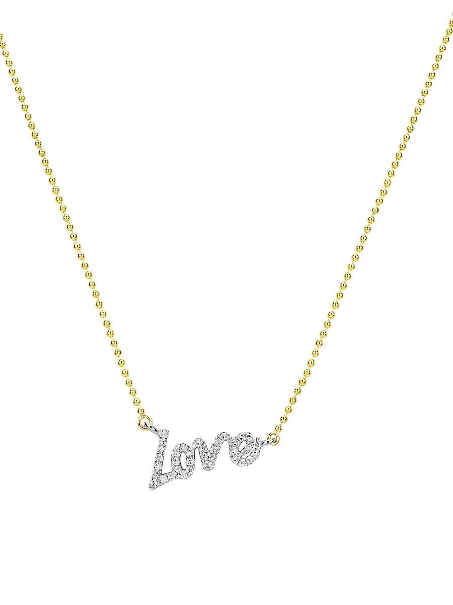 Womens Love Two-Tone 14K Gold & 0.10 TCW Diamond Pendant Necklace Product Image