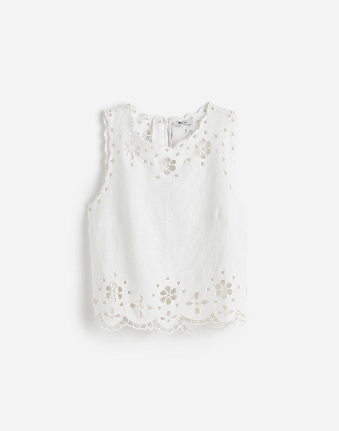 Embroidered Eyelet High-Low Tank Product Image