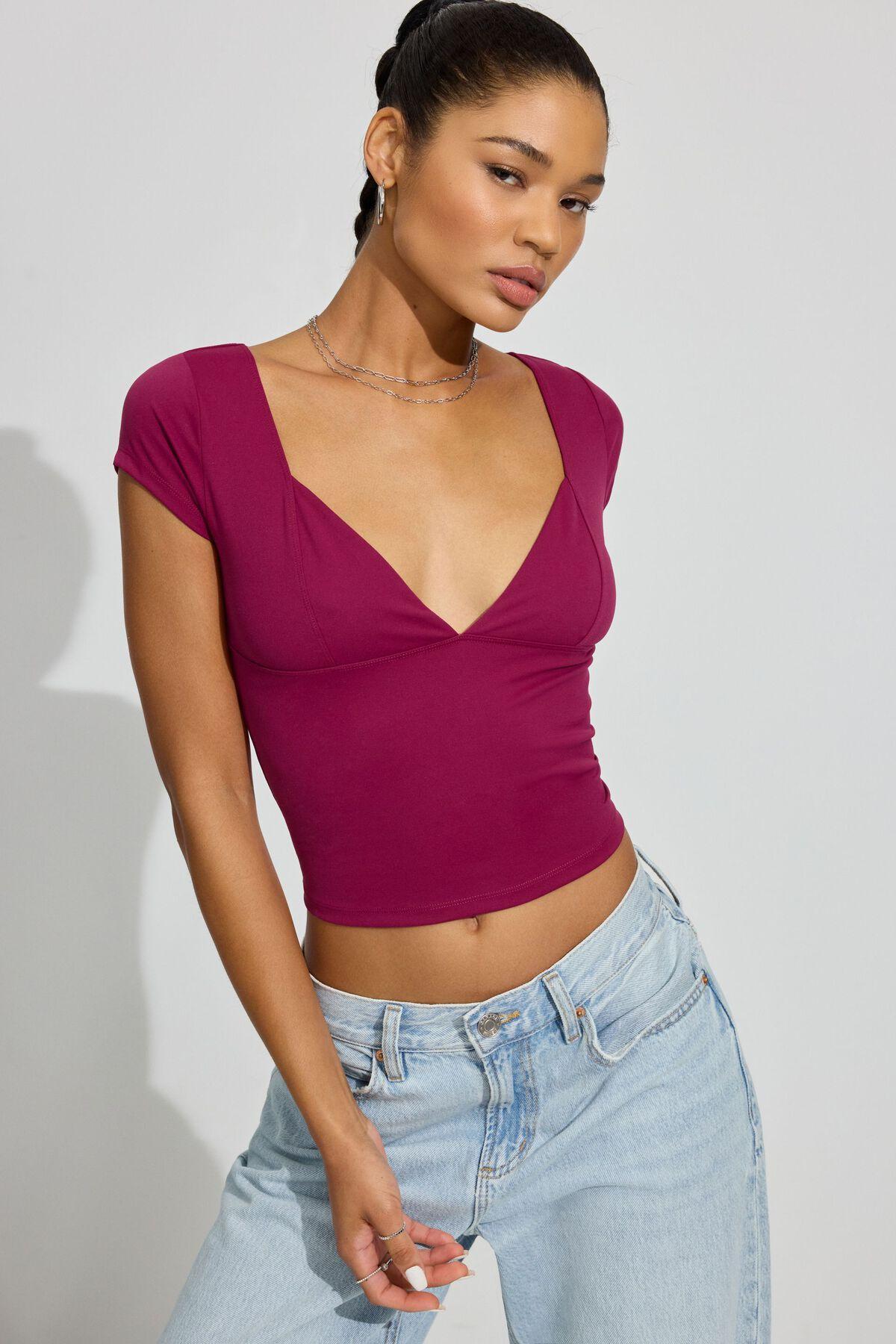 Plunge Seamed T Shirt Product Image