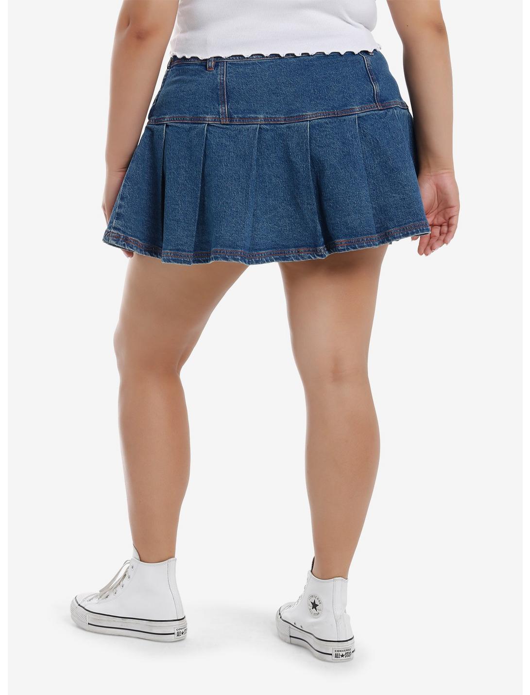 Sweet Society Jack-O'-Lantern Pleated Denim Skirt Plus Size Product Image