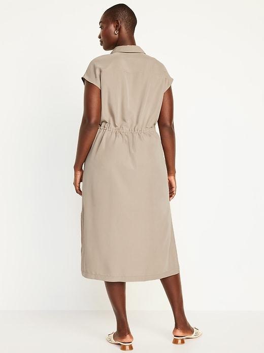 Waist-Defined Utility Midi Shirt Dress Product Image