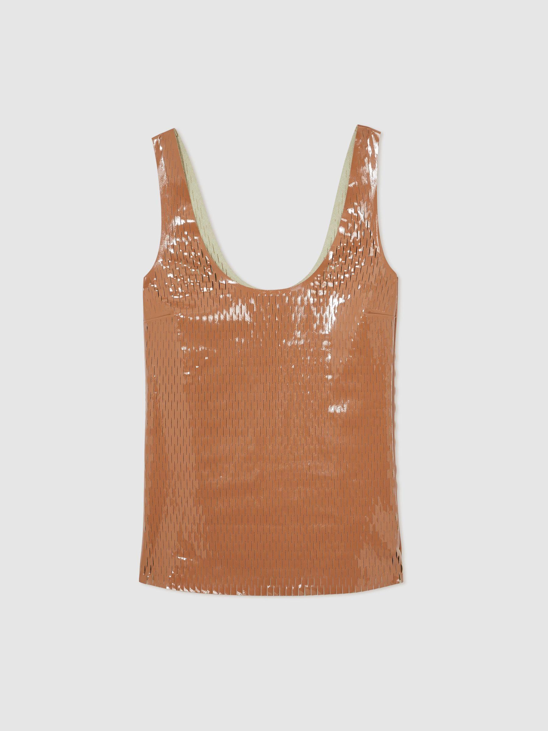 Atelier Laser-Cut Vest Top in Tan Product Image