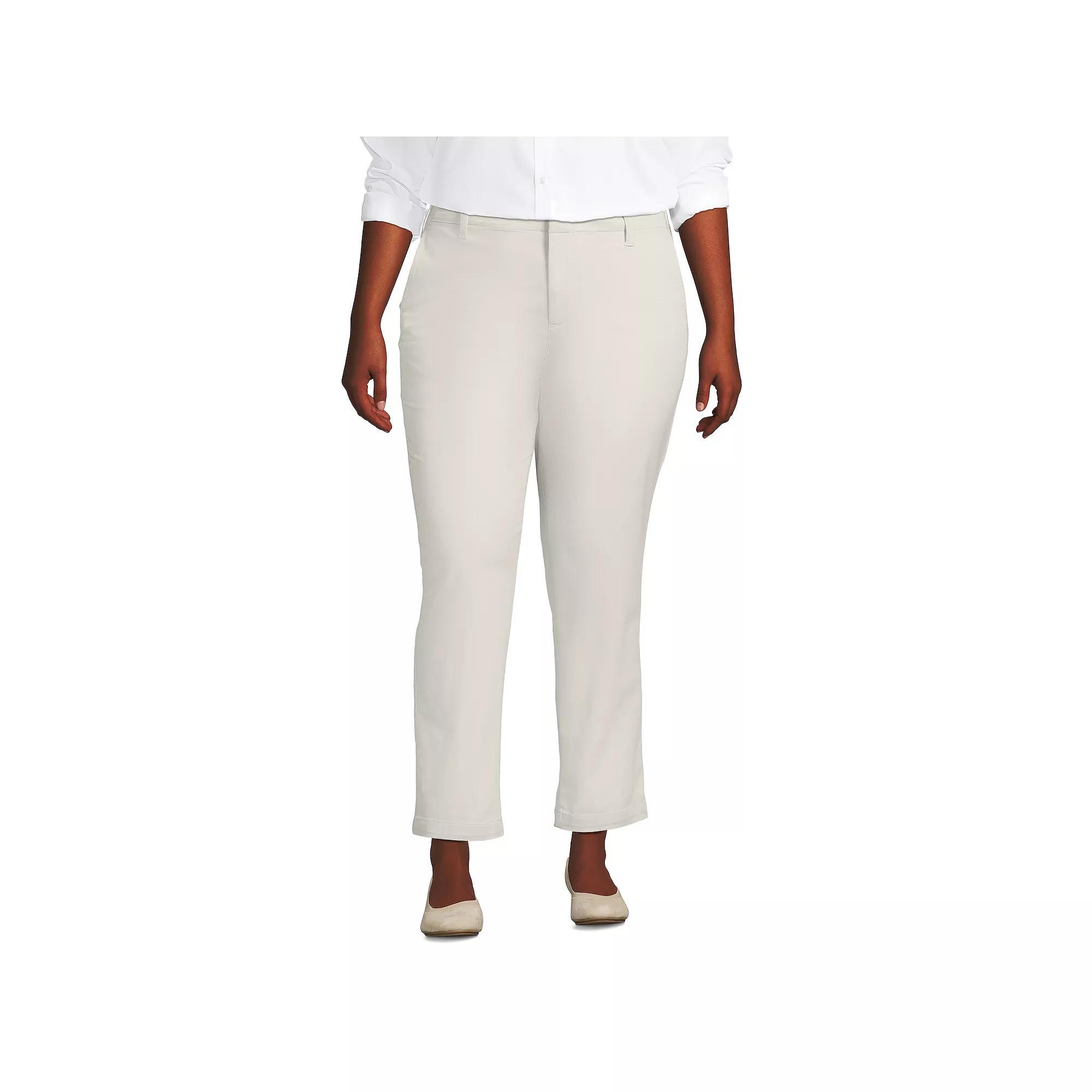 Plus Size Lands End Mid Rise Classic Straight Leg Chino Ankle Pants, Womens Product Image