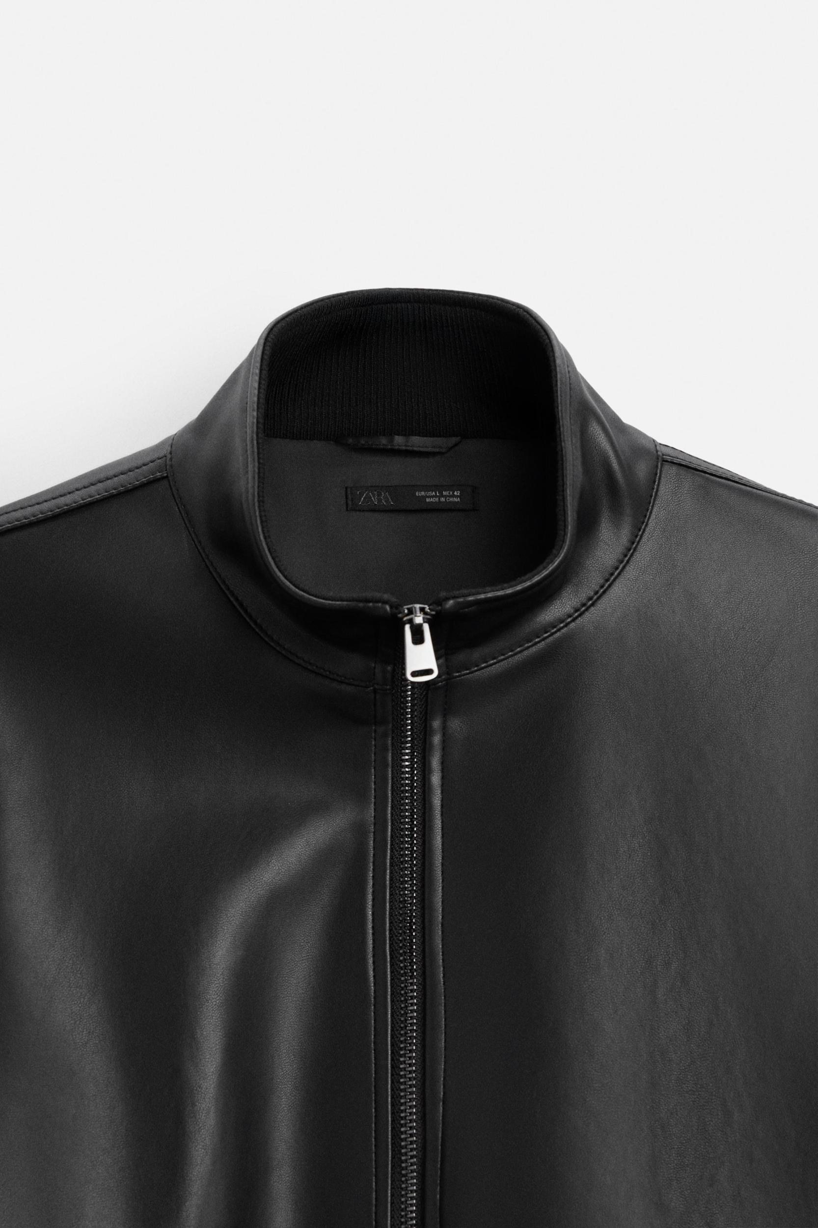 FAUX LEATHER BOMBER JACKET Product Image