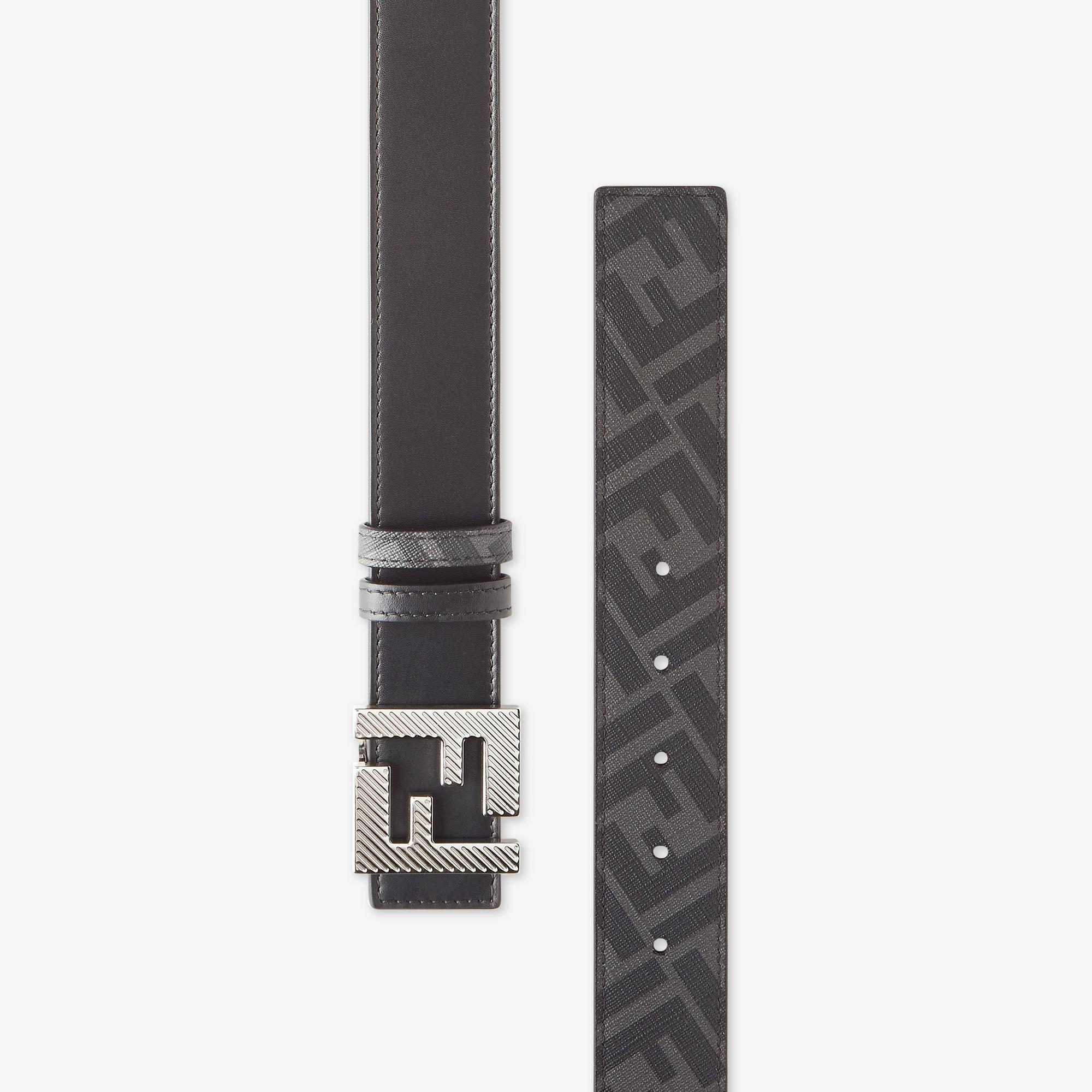 FF Squared BeltBlack leather and black FF canvas reversible belt Product Image