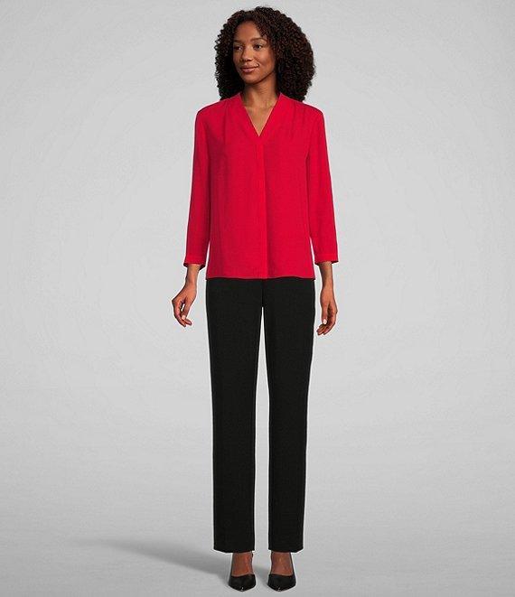 Investments Caroline Signature V-Neck 3/4 Sleeve Button Front Top Product Image