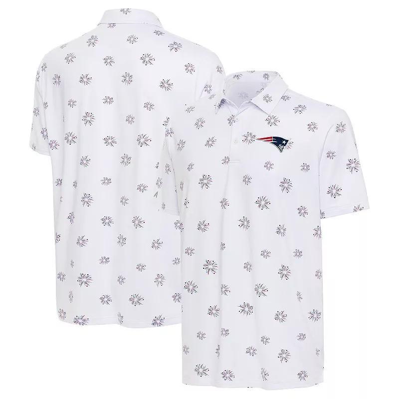 Men's Antigua White New England Patriots Fireworks Polo, Size: 2XL Product Image