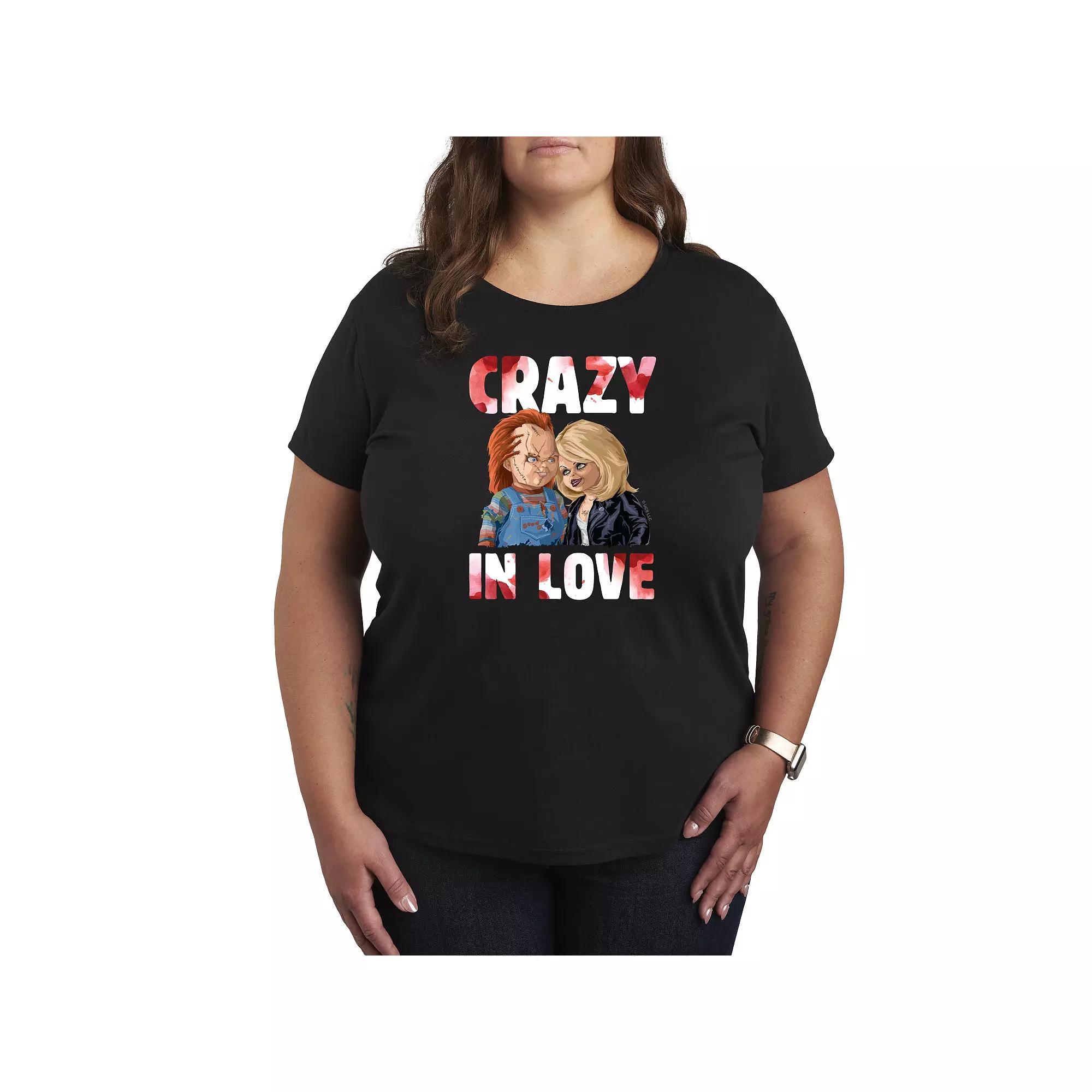 Plus Size Chucky Crazy In Love Graphic Tee, Women's, Size: 2XL, Black Product Image